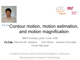 Ce Liu  Contour motion, motion estimation, and motion magnification Bill Freeman, joint work with , Edward H.