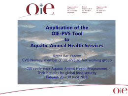 Application of the OIE-PVS Tool to Aquatic Animal Health Services Keren Bar-Yaacov CVO Norway, member of OIE-PVS ad-hoc working group OIE conference Aquatic Animal Health Programmes Their.