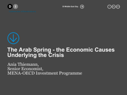 DI Middle East Day  7.  Dec.  The Arab Spring - the Economic Causes Underlying the Crisis Ania Thiemann, Senior Economist, MENA-OECD Investment Programme.