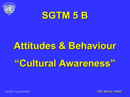 SGTM 5 B  Attitudes & Behaviour “Cultural Awareness” SGTM 1.1@30JUNE03  TES / Mil Div / DPKO.