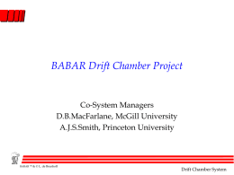 BABAR Drift Chamber Project  Co-System Managers D.B.MacFarlane, McGill University A.J.S.Smith, Princeton University  BABAR  &  L.