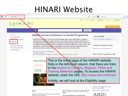HINARI Website  This is the initial page of the HINARI website. Note in the left-hand column, that there are links to the Access.