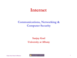 Internet Communications, Networking & Computer Security  Sanjay Goel University at Albany  Sanjay Goel, School of Business.
