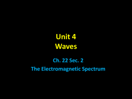 Unit 4 Waves Ch. 22 Sec. 2 The Electromagnetic Spectrum Electromagnetic Waves are EVERYWHERE! The Electromagnetic Spectrum • electromagnetic spectrum - the range of all EM. waves w/