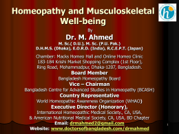 Homeopathy and Musculoskeletal Well-being By  Dr. M. Ahmed  M. Sc.( D.U.), M. Sc. (P.U.