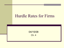 Hurdle Rates for Firms  04/15/08 Ch. 4 Investment Decision  Firms should invest in projects that create  value for the firm’s shareholders  These are.