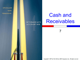 Cash and Receivables Insert Book Cover Picture  Copyright © 2007 by The McGraw-Hill Companies, Inc.