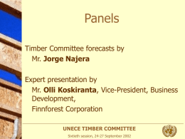 Panels Timber Committee forecasts by Mr. Jorge Najera Expert presentation by Mr. Olli Koskiranta, Vice-President, Business Development, Finnforest Corporation UNECE TIMBER COMMITTEE Sixtieth session, 24-27 September 2002