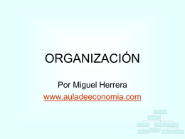 ORGANIZACIÓN Por Miguel Herrera www.auladeeconomia.com ORGANIZACIÓN • La organización tiene diversas aceptaciones en la literatura administrativa.