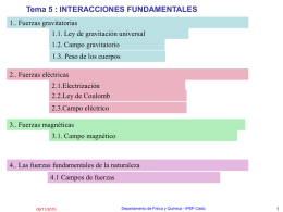 Tema 5 : INTERACCIONES FUNDAMENTALES 1.. Fuerzas gravitatorias 1.1. Ley de gravitación universal 1.2.