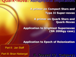 Quark-Nova: Astrophysical Implications A primer on Compact Stars and Type II Super-novae A primer on Quark Stars and Quark-Novae Application to brightest Supernovae (SN 2006gy case)  Application.