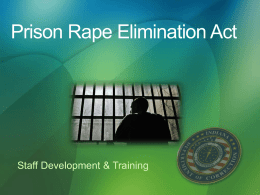 Prison Rape Elimination Act  Staff Development & Training Performance Objectives After this E-learning participants will…  Know what the Prison Rape Elimination Act is and.