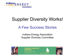 Supplier Diversity Works! A Few Success Stories Indiana Energy Association Supplier Diversity Committee.