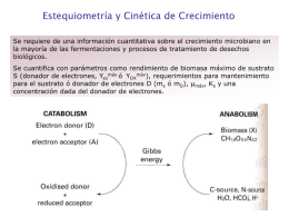 Estequiometría y Cinética de Crecimiento Se requiere de una información cuantitativa sobre el crecimiento microbiano en la mayoría de las fermentaciones y.