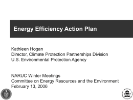Energy Efficiency Action Plan  Kathleen Hogan Director, Climate Protection Partnerships Division U.S. Environmental Protection Agency  NARUC Winter Meetings Committee on Energy Resources and the Environment February.