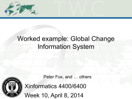 Worked example: Global Change Information System  Peter Fox, and … others  Xinformatics 4400/6400 Week 10, April 8, 2014