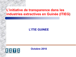 L’initiative de transparence dans les industries extractives en Guinée (ITIEG)  L’ITIE GUINEE  Octobre 2010