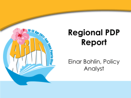 Regional PDP Report Einar Bohlin, Policy Analyst Proposal topics at the 5 RIRs Total # of proposals per per Q  Q2 2009 (23) Q4 2009 (36) Q2 2010 (35) Q4