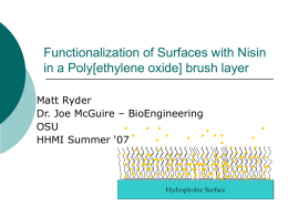 Functionalization of Surfaces with Nisin in a Poly[ethylene oxide] brush layer Matt Ryder Dr.