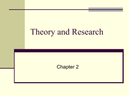 Theory and Research  Chapter 2 Introduction  Theory   An explanation about how and why something is as it is.