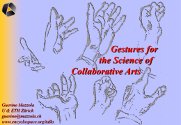 Gestures for the Science of Collaborative Arts  Guerino Mazzola U & ETH Zürich guerino@mazzola.ch www.encyclospace.org/talks to be the case to refer to to make to interact  • Facts • Processes • Gestures  •