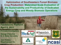Optimization of Southeastern Forest Biomass Crop Production: Watershed Scale Evaluation of the Sustainability and Productivity of Dedicated Energy Crop and Woody Biomass Operations  Feedstocks.