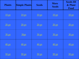 Seeds III & Plant Food  Plants  Simple Plants  Seeds  More Seeds  10 pt  10 pt  10 pt  10 pt  10 pt  20 pt  20 pt  20 pt  20 pt  20 pt  30 pt  30pt  30 pt  30 pt  30 pt  40 pt  40 pt  40