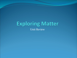 Unit Review What is Matter?  Matter is anything that takes up space and has weight.  Matter has three forms.  Matter can.