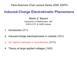 Paris-Sciences Chair Lecture Series 2008, ESPCI  Induced-Charge Electrokinetic Phenomena Martin Z. Bazant Department of Mathematics, MIT ESPCI-PCT & CNRS Gulliver  1.