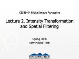 CS589-04 Digital Image Processing  Lecture 2. Intensity Transformation and Spatial Filtering Spring 2008 New Mexico Tech.