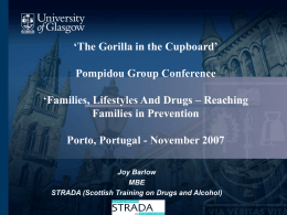 ‘The Gorilla in the Cupboard’ Pompidou Group Conference ‘Families, Lifestyles And Drugs – Reaching Families in Prevention Porto, Portugal - November 2007 Joy Barlow MBE STRADA (Scottish.