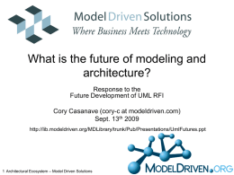 What is the future of modeling and architecture? Response to the Future Development of UML RFI Cory Casanave (cory-c at modeldriven.com) Sept.