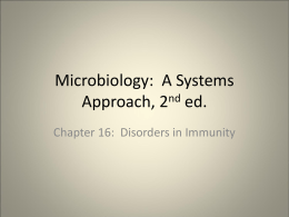 Microbiology: A Systems Approach, 2nd ed. Chapter 16: Disorders in Immunity 16.1 The Immune Response: A TwoSided Coin • The Immune Response: A.