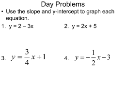 Day Problems • Use the slope and y-intercept to graph each equation. 1.