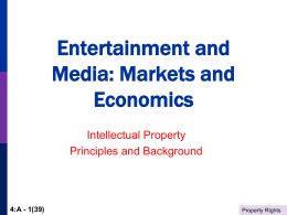 Entertainment and Media: Markets and Economics Intellectual Property Principles and Background  4:A - 1(39)  Property RIghts.