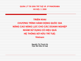 QUẢN LÝ TÀI SẢN TRÍ TUỆ VÀ IP PANORAMA HÀ NỘI, 3.