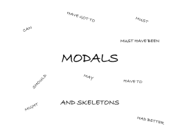 MUST HAVE BEEN  MODALS AND SKELETONS Modal Final Test Modals and Related Expressions must 1.