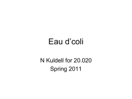 Eau d’coli N Kuldell for 20.020 Spring 2011 System level description: initial planning Input e.g. precursor  Black box functions  WGD and BGD  Output e.g. smell  WGD: Wintergreen Generating Device BGD: Banana Generating Device.