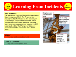 LTI No 01 Learning From Incidents  WHAT HAPPENED?  The operation at the time of the incident was rigging down the top drive (TDS).