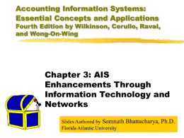 Accounting Information Systems: Essential Concepts and Applications  Fourth Edition by Wilkinson, Cerullo, Raval, and Wong-On-Wing  Chapter 3: AIS Enhancements Through Information Technology and Networks Slides Authored by Somnath.