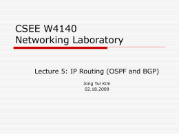 CSEE W4140 Networking Laboratory Lecture 5: IP Routing (OSPF and BGP) Jong Yul Kim 02.18.2009