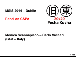 MSIS 2014 – Dublin Panel on CSPA  Monica Scannapieco – Carlo Vaccari (Istat – Italy)  1 of 20