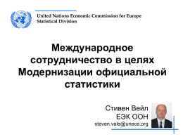 United Nations Economic Commission for Europe Statistical Division  Международное сотрудничество в целях Модернизации официальной статистики Стивен Вейл ЕЭК ООН steven.vale@unece.org.