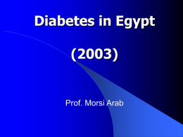 Diabetes in Egypt (2003)  Prof. Morsi Arab PREVELANCE OF COMPLICATIONS OF DIABETES MELLITUS IN EGYPT.