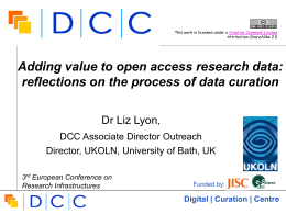 This work is licensed under a Creative Commons License Attribution-ShareAlike 2.0  Adding value to open access research data: reflections on the process of.