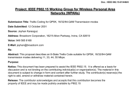 Doc.: IEEE 802.15-01/448r0  Project: IEEE P802.15 Working Group for Wireless Personal Area Networks (WPANs) Submission Title: Trellis Coding for QPSK, 16/32/64-QAM Transmission modes Date.