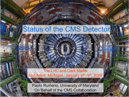 Status of the CMS Detector  The LHC and Dark Matter Ann Arbor, Michigan, January 6th -9th, 2009 Paolo Rumerio, University of Maryland On Behalf.