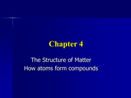 Chapter 4 The Structure of Matter How atoms form compounds Compounds         Formed when two or more elements combine Must make a chemical change New properties Atoms from.