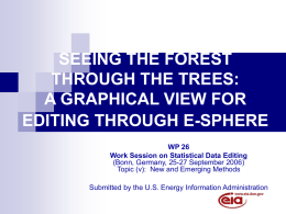 SEEING THE FOREST THROUGH THE TREES: A GRAPHICAL VIEW FOR EDITING THROUGH E-SPHERE WP 26 Work Session on Statistical Data Editing (Bonn, Germany, 25-27 September 2006) Topic.