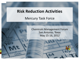 Risk Reduction Activities Mercury Task Force Chemicals Management Forum San Antonio, Texas May 15-16, 2012  Commission for Environmental Cooperation.
